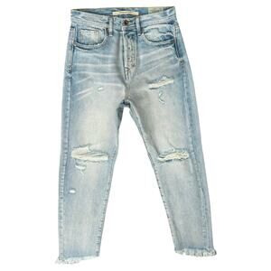 Parasuco Blue Distressed Raw Hem Light Wash Alexa Fit High Rise Jeans size 29